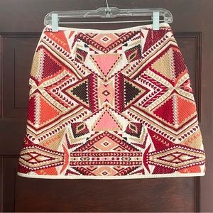 Geometric Embroidered Mini Skirt